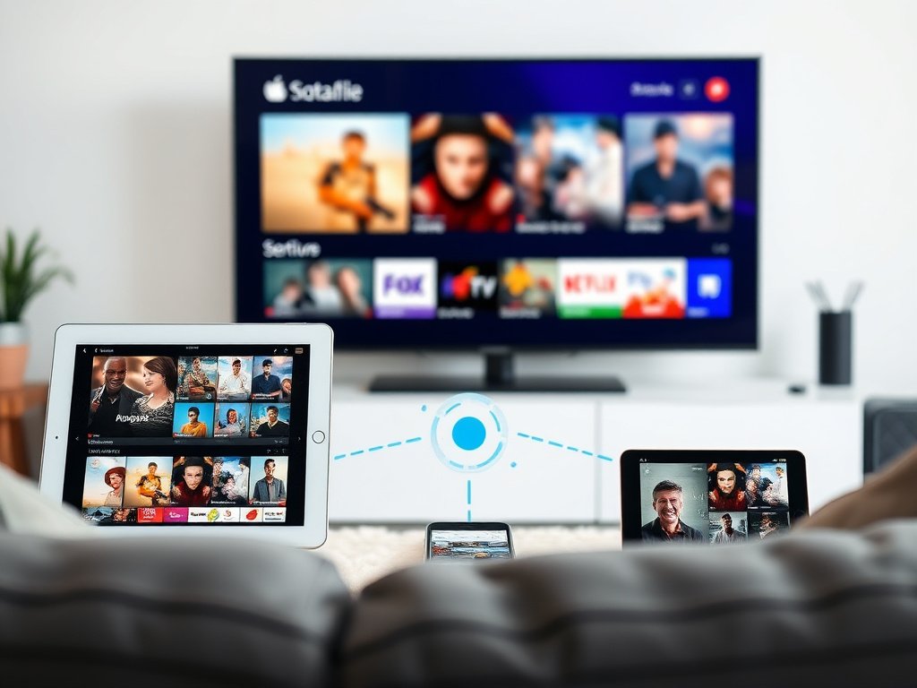 A modern streaming setup with multiple devices, showcasing the flexibility of Strong8K, the best IPTV service across Canada.