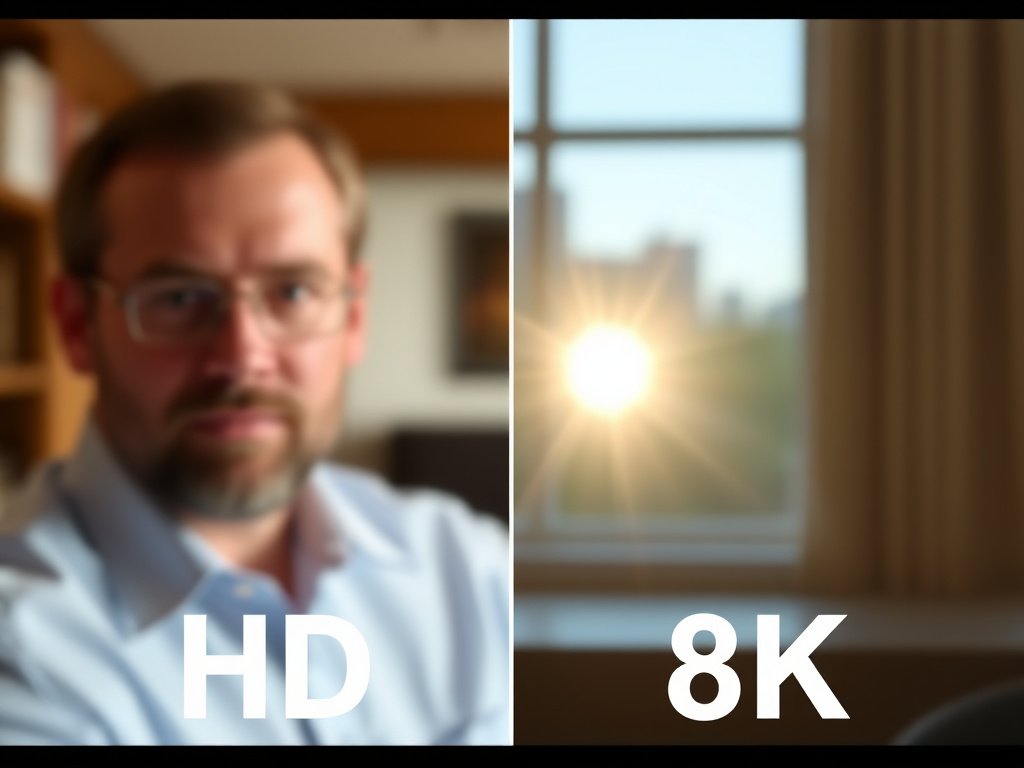 Comparison of standard HD versus tivimate 8k stream quality on split screen