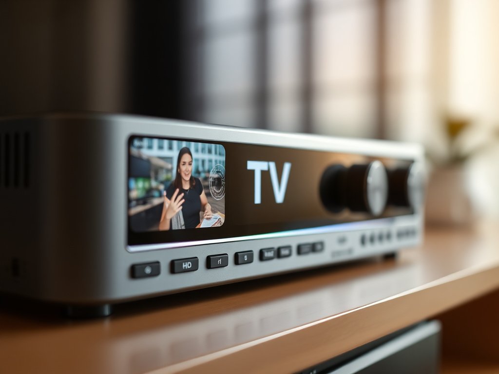 A person watching IPTV on their device with a happy expression